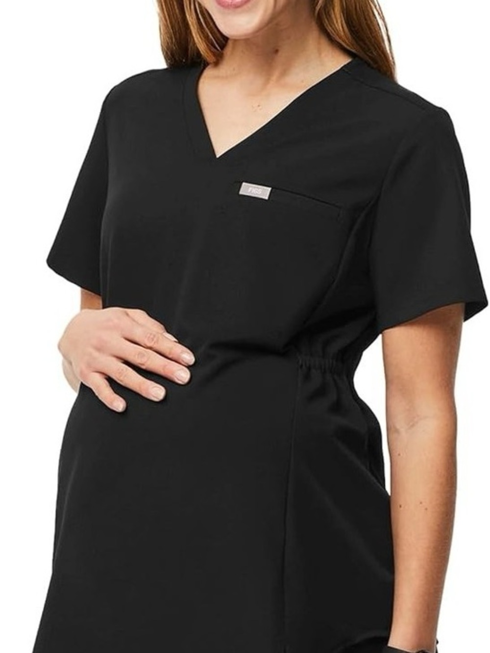 NWOT Black V-Neck Maternity Scrub Top Size M - Picture 2 of 6
